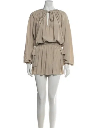 Pre-owned Ramy Brook Tie Neck Romper W/ Tags In Neutrals