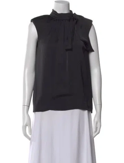 Pre-owned Ramy Brook Tie Neck Sleeveless Blouse In Black