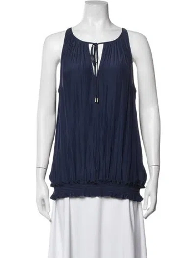 Pre-owned Ramy Brook Tie Neck Sleeveless Blouse In Blue