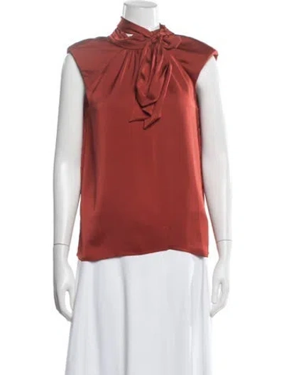 Pre-owned Ramy Brook Tie Neck Sleeveless Blouse In Orange