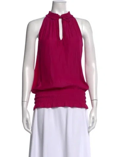 Pre-owned Ramy Brook Tie Neck Sleeveless Blouse In Purple