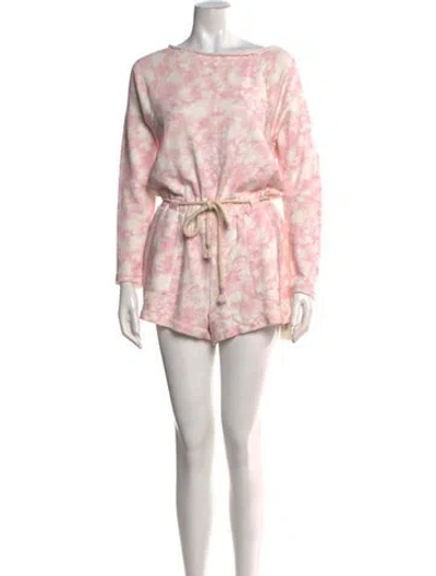 Pre-owned Ramy Brook Tie-dye Print Scoop Neck Romper In Pink
