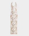 Ramy Brook Tiffany Floral Sequin Halter Column Gown