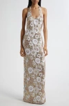 Ramy Brook Tiffany Floral Sequin Halter Column Gown