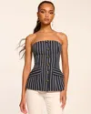 Ramy Brook Tiffany Stripe Strapless Vest In Navy Canvas