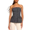 Ramy Brook Tiffany Stripe Strapless Vest In Navy Canvas