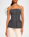 Ramy Brook Tiffany Stripe Strapless Vest In Navy Canvas