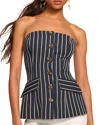 Ramy Brook Tiffany Stripe Strapless Vest In Navy Canvas