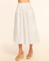 Ramy Brook Tildy Smocked Cotton Poplin Midi Skirt In White