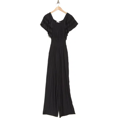 Ramy Brook Tinsley Off The Shoulder Short Sleeve Jumpsuit In Black