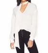Ramy Brook Tori Tie Neck Silk Long Sleeve Blouse In Ivory In Multi