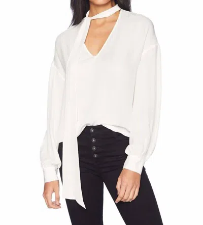 Ramy Brook Tori Tie Neck Silk Long Sleeve Blouse In Ivory In Multi