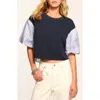 Ramy Brook Toula Poplin Combo Short Sleeve Top