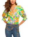 Ramy Brook Trixie Puff Sleeve V-neck Blouse In Retro Garden