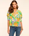 Ramy Brook Trixie Puff Sleeve V-neck Blouse In Retro Garden