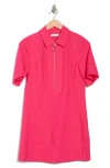 Ramy Brook Tunechi Half Zip Linen Blend Shift Dress In Red