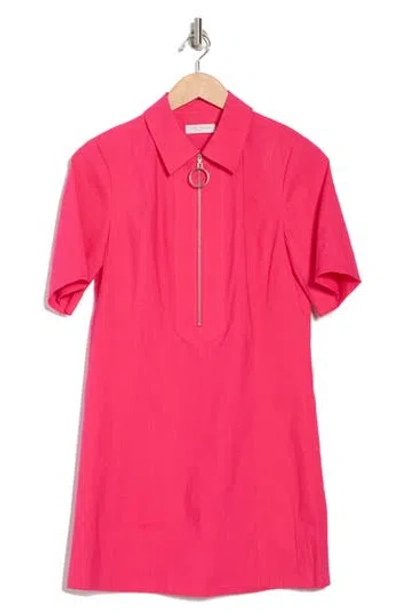 Ramy Brook Tunechi Half Zip Linen Blend Shift Dress In Red