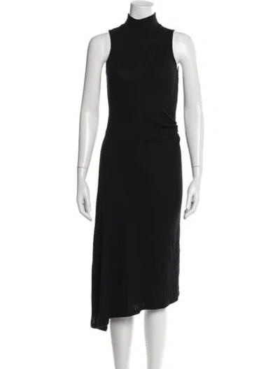 Pre-owned Ramy Brook Turtleneck Midi Length Dress In Black