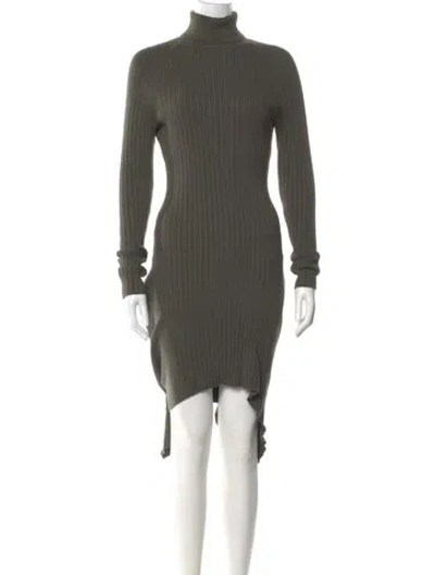 Pre-owned Ramy Brook Turtleneck Midi Length Dress In Green