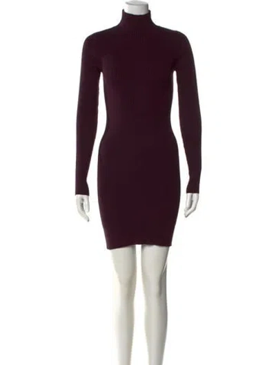 Pre-owned Ramy Brook Turtleneck Mini Dress In Burgundy