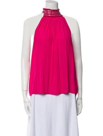 Pre-owned Ramy Brook Turtleneck Sleeveless Blouse In Pink