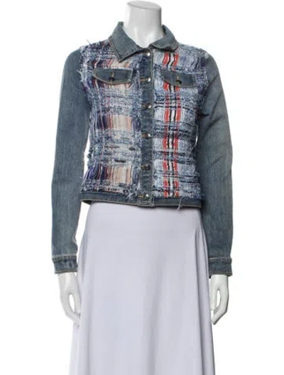 Pre-owned Ramy Brook Tweed Pattern Denim Jacket In Blue