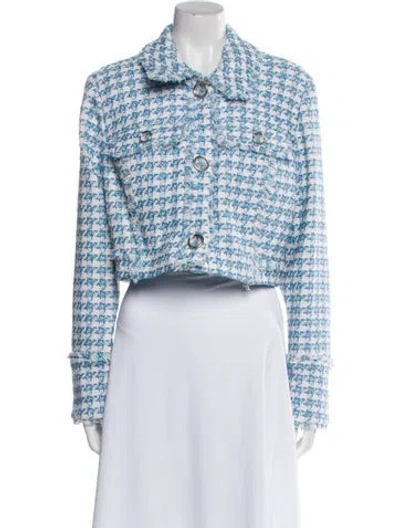 Pre-owned Ramy Brook Tweed Pattern Evening Jacket In Blue