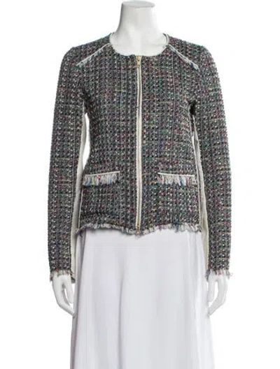 Pre-owned Ramy Brook Tweed Pattern Jacket In Blue