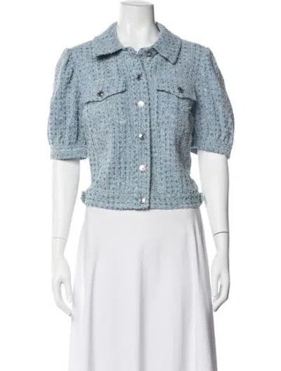 Pre-owned Ramy Brook Tweed Pattern Jacket In Blue