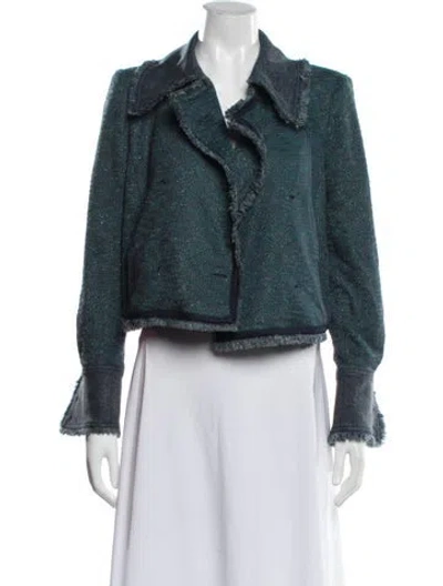 Pre-owned Ramy Brook Tweed Pattern Jacket In Blue/green