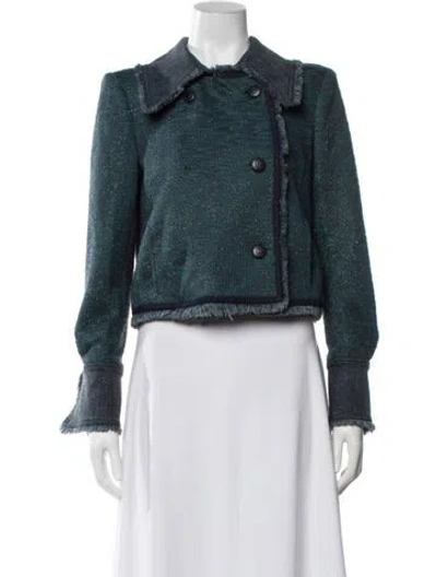 Pre-owned Ramy Brook Tweed Pattern Jacket In Blue/green