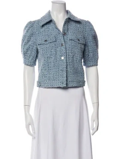 Pre-owned Ramy Brook Tweed Pattern Jacket W/ Tags In Blue