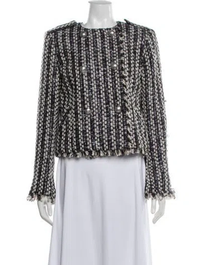 Pre-owned Ramy Brook Tweed Pattern Jacket In White