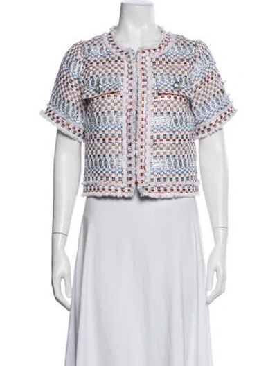 Pre-owned Ramy Brook Tweed Pattern Jacket In White