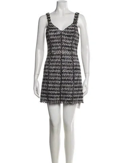Pre-owned Ramy Brook Tweed Pattern Mini Dress In White