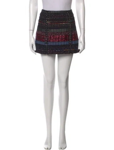 Pre-owned Ramy Brook Tweed Pattern Mini Skirt In Black