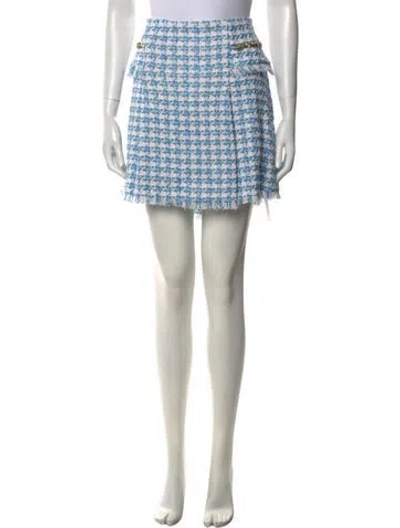 Pre-owned Ramy Brook Tweed Pattern Mini Skirt In Blue