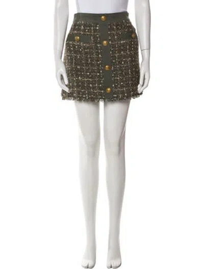 Pre-owned Ramy Brook Tweed Pattern Mini Skirt In Green