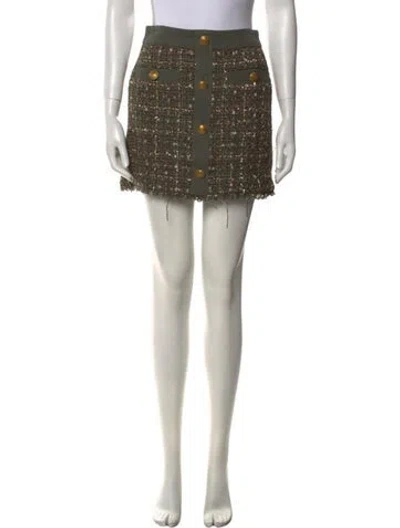 Pre-owned Ramy Brook Tweed Pattern Mini Skirt In Green