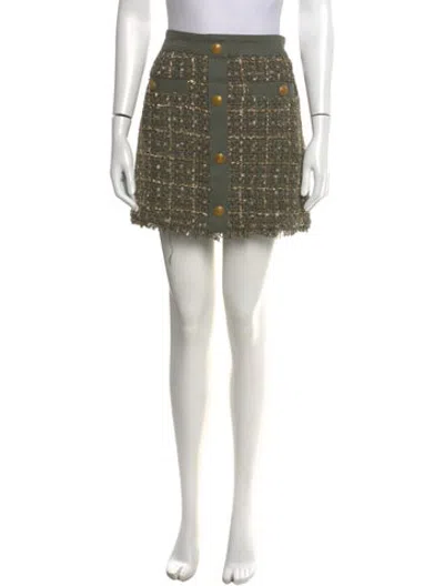 Pre-owned Ramy Brook Tweed Pattern Mini Skirt In Green