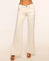 Ramy Brook Tyra Contrast Low-rise Flare Jean In White Stitched