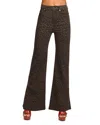 Ramy Brook Tyra High Rise Flared Animal-print Jeans In Deep Olive In Green