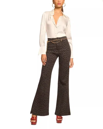 Ramy Brook Tyra Printed Flare Pant In Deep Olive In White