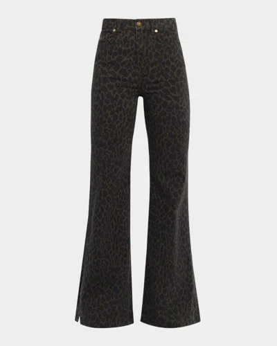 Ramy Brook Tyra Printed Wide-leg Jeans In Black