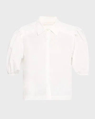 Ramy Brook Valeria Puff-sleeve Cotton Shirt In White