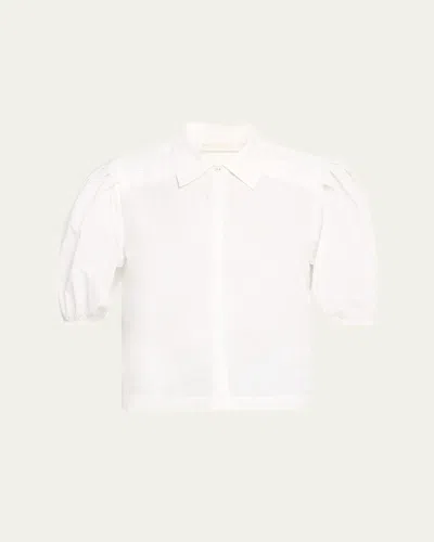 Ramy Brook Valeria Puff-sleeve Cotton Shirt In White