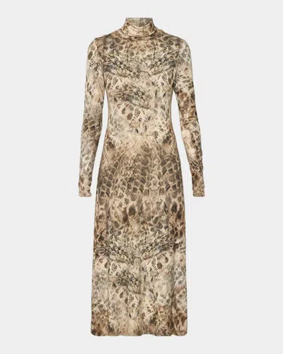 Ramy Brook Valerie Python Print Midi Dress In Brown