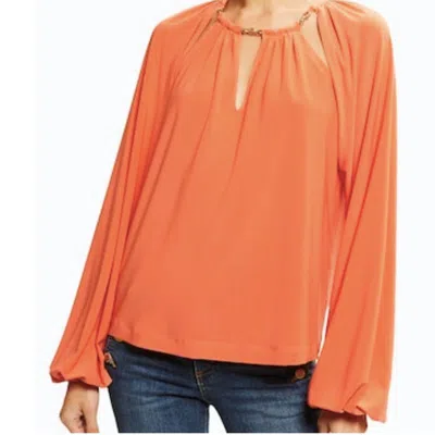 Ramy Brook Varinda Chain Neck Cutout Blouse In Poppy In Pink