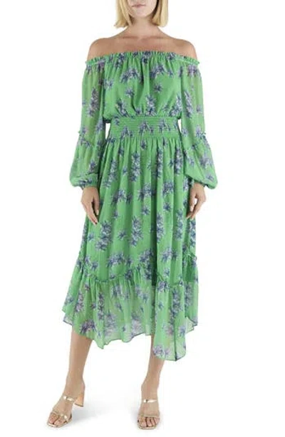 Ramy Brook Velma Off The Shoulder Midi Dress In Green