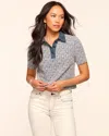 Ramy Brook Venice Tweed Short Sleeve Top In Indigo Tweed